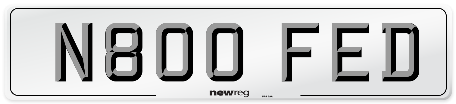 N800 FED Number Plate from New Reg